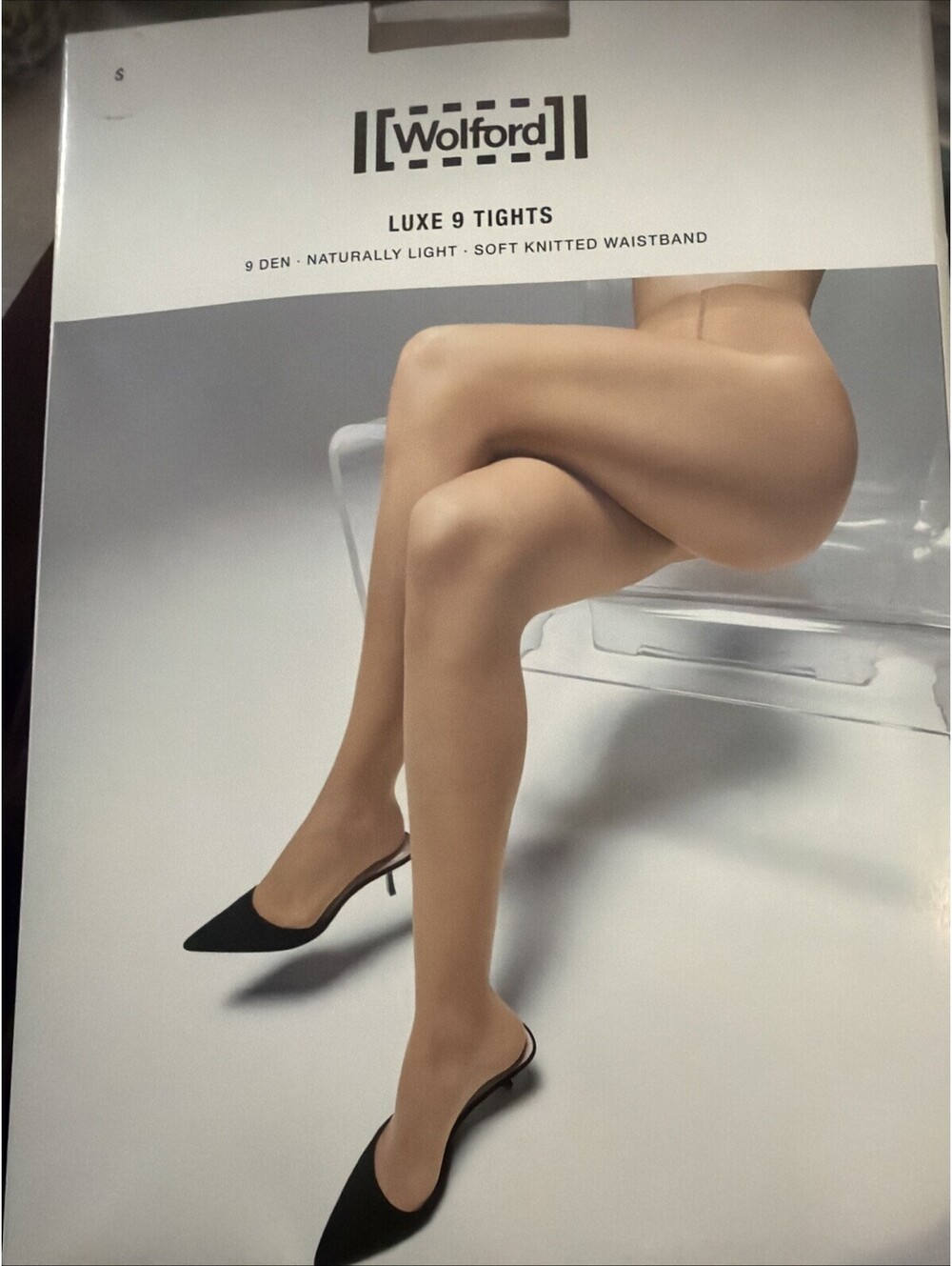 Wolford Luxe 9 Tights Small Caramel 17028-4004 Open Box